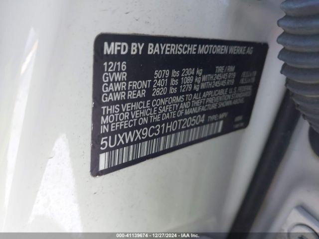 5UXWX9C31H0T20504 BMW X3 Xdrive28i