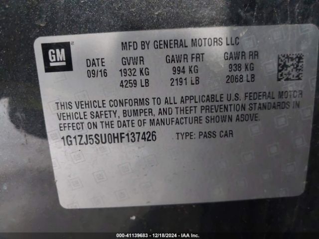 1G1ZJ5SU0HF137426 Chevrolet MALIBU HYBRID
