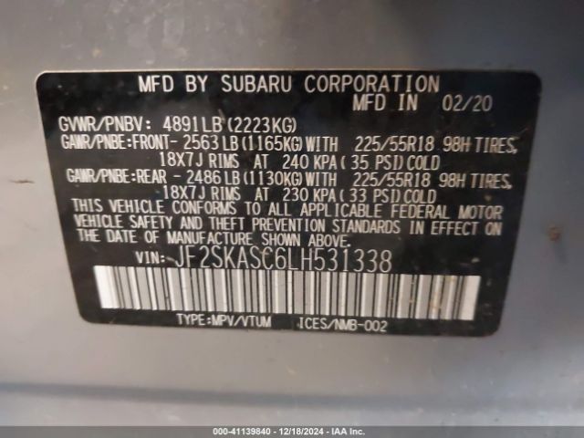2020 SUBARU FORESTER JF2SKASC6LH531338 Photo 8