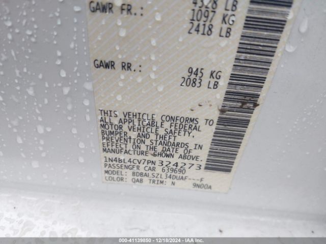 1N4BL4CV7PN324273 Nissan Altima Sr Fwd