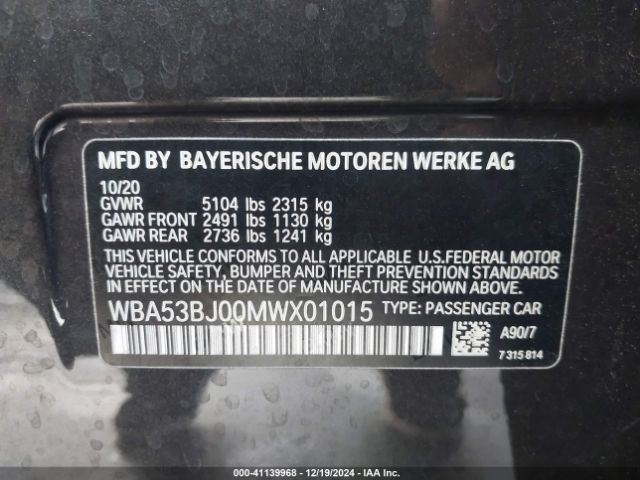 WBA53BJ00MWX01015 BMW 540I