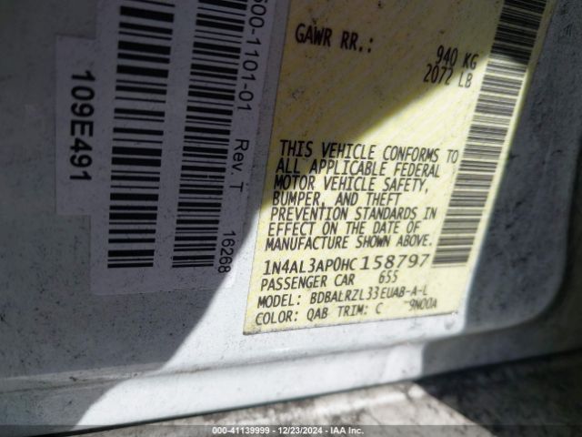 1N4AL3AP0HC158797 Nissan Altima 2.5 Sl