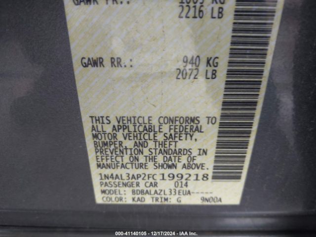 1N4AL3AP2FC199218 Nissan ALTIMA 2.5