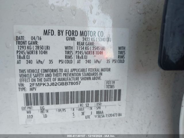 2FMPK3J82GBB78057 Ford EDGE SEL