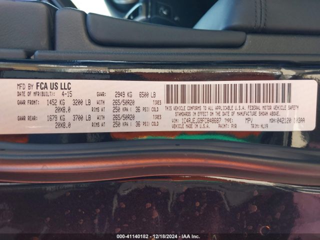 1C4RJEJG9FC848687 Jeep Grand Cherokee Summit