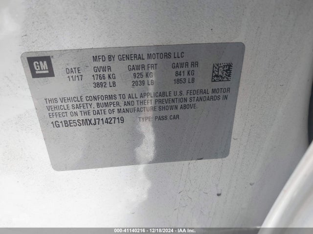 Chevrolet Cruze Lt Auto 2018 1G1BE5SMXJ7142719 Image 9
