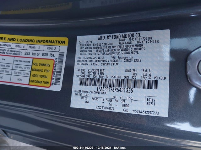 Ford Mustang Gt Fastback 2024 1FA6P8CF6R5431355 Image 9