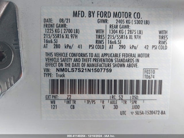 Ford Transit Connect Xl Cargo Van 2022 NM0LS7S21N1507759 Image 9