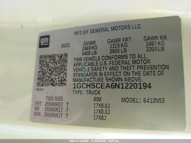 1GCHSCEA6N1220194 Chevrolet Colorado 2wd  Long Box Lt