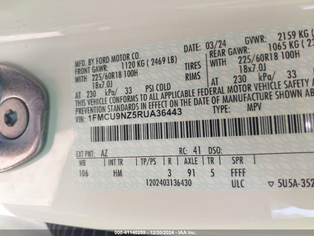 Ford Escape St-line Select 2024 1FMCU9NZ5RUA36443 Image 9