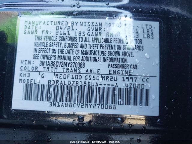 3N1AB8CV2MY270088 Nissan Sentra Sv Xtronic Cvt