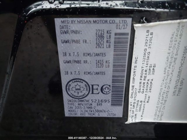 5N1DL0MM7HC521695 Infiniti QX60