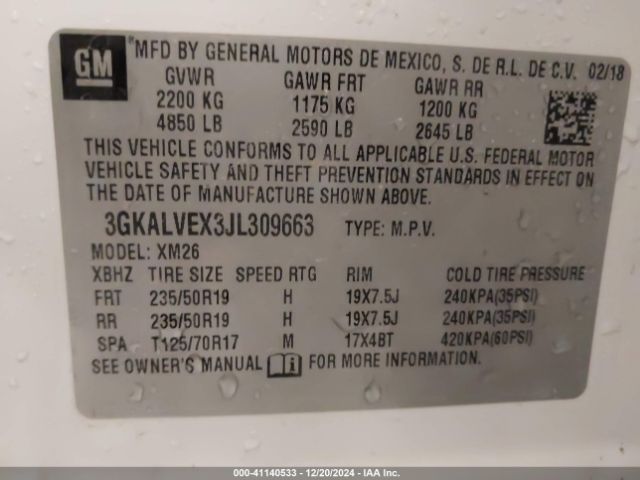 3GKALVEX3JL309663 GMC Terrain Slt