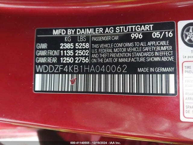 WDDZF4KB1HA040062 Mercedes-Benz E 300 4matic