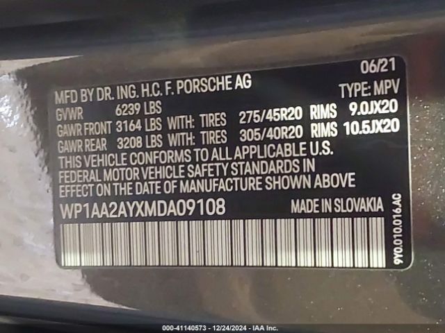 WP1AA2AYXMDA09108 Porsche Cayenne