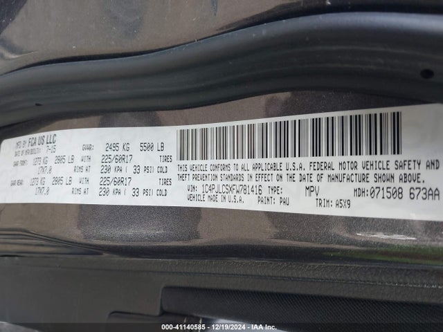 Jeep Cherokee Latitude 2015 1C4PJLCSXFW781416 Image 9