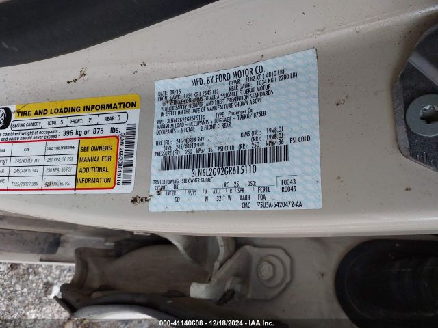 3LN6L2G92GR615110 Lincoln MKZ