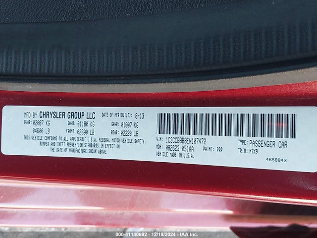 Chrysler 200 Touring 2014 1C3CCBBB8EN107472 Image 9