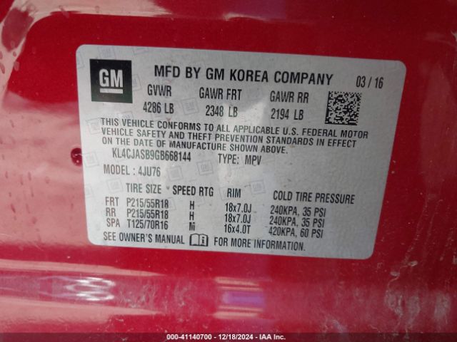 KL4CJASB9GB668144 Buick Encore