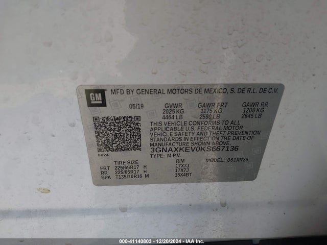 Chevrolet EQUINOX LT 2019 3GNAXKEV0KS667136 Image 9