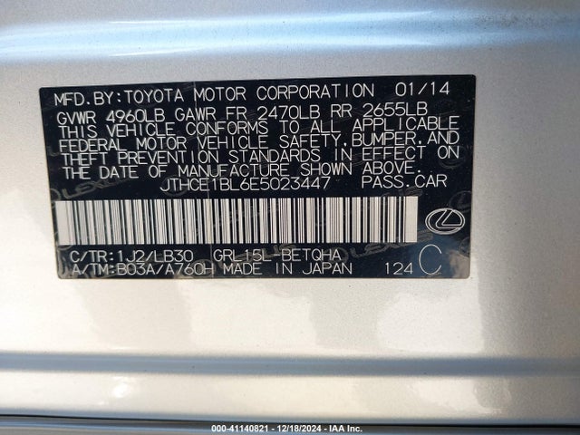 Lexus GS 350 2014 JTHCE1BL6E5023447 Image 9