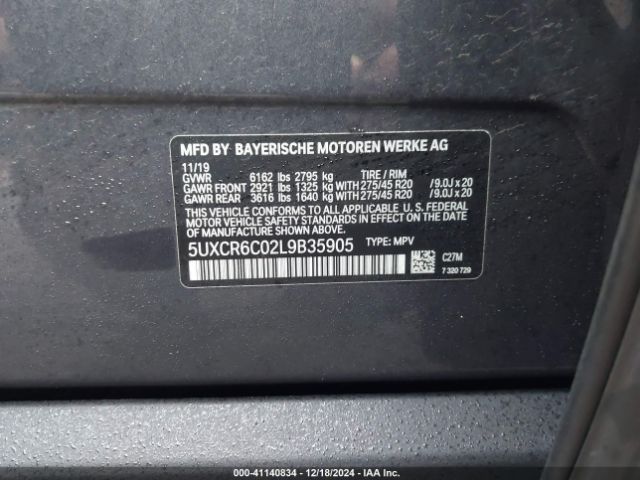 5UXCR6C02L9B35905 BMW X5 Xdrive40i