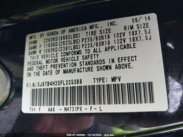5J8TB4H35FL005068 Acura RDX