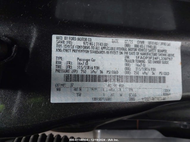 Ford FOCUS SE 2015 1FADP3F24FL339767 Image 9