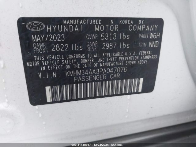 KMHM34AA3PA047076 Hyundai Ioniq 6 Sel