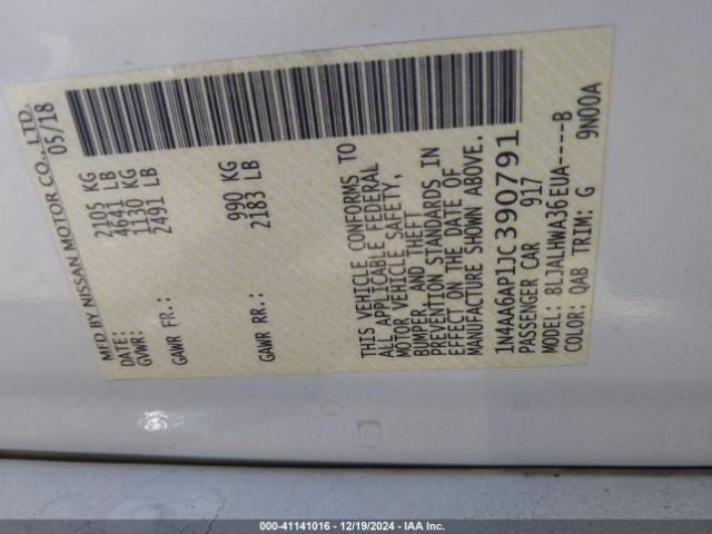 1N4AA6AP1JC390791 Nissan Maxima 3.5 Platinum