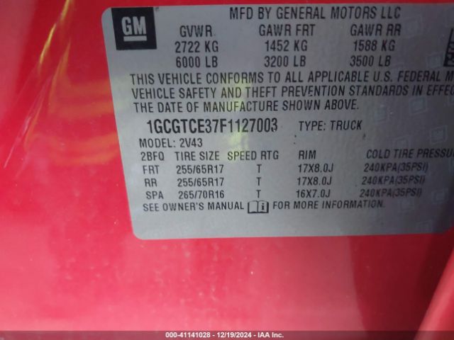1GCGTCE37F1127003 Chevrolet Colorado Z71