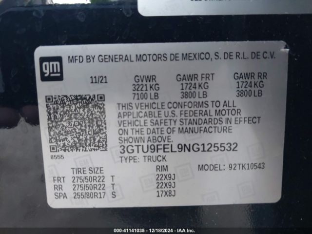 3GTU9FEL9NG125532 GMC Sierra 1500 Limited 4wd  Short Box Denali