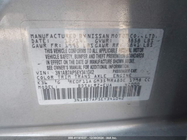 3N1AB7AP5EY341042 Nissan SENTRA SR
