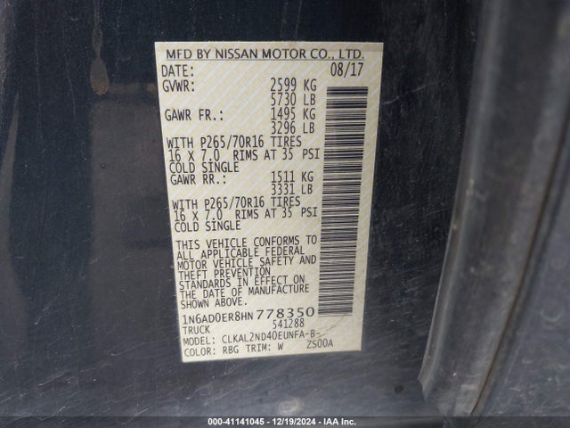 Nissan Frontier Sv 2017 1N6AD0ER8HN778350 Image 9