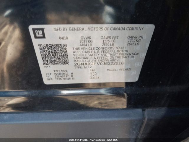 2GNAXJEV0J6323216 Chevrolet EQUINOX LT