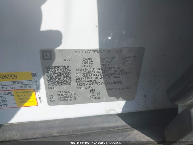 Chevrolet Traverse Ls 2017 1GNKRFED7HJ348596 Image 9