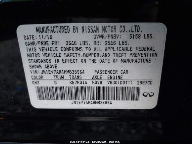 JN1EV7AR4HM836964 Infiniti Q50 3.0t Premium