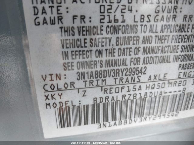 3N1AB8DV3RY299542 Nissan Sentra Sr Xtronic Cvt