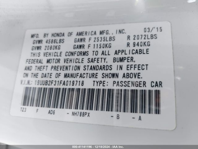 19UUB2F31FA019718 Acura Tlx V6