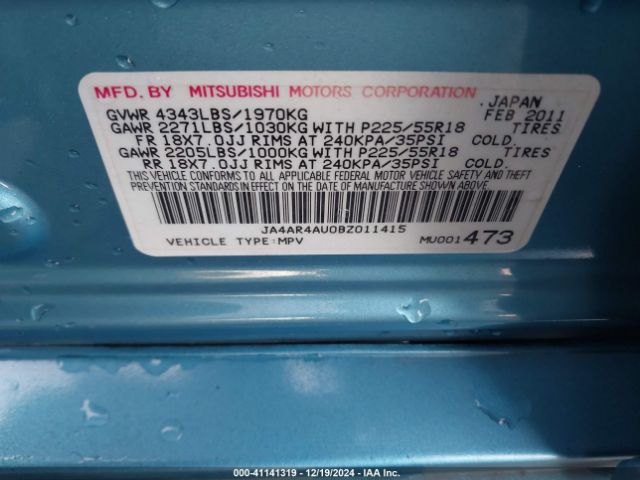 2011 MITSUBISHI OUTLANDER SPORT JA4AR4AU0BZ011415 Photo 8