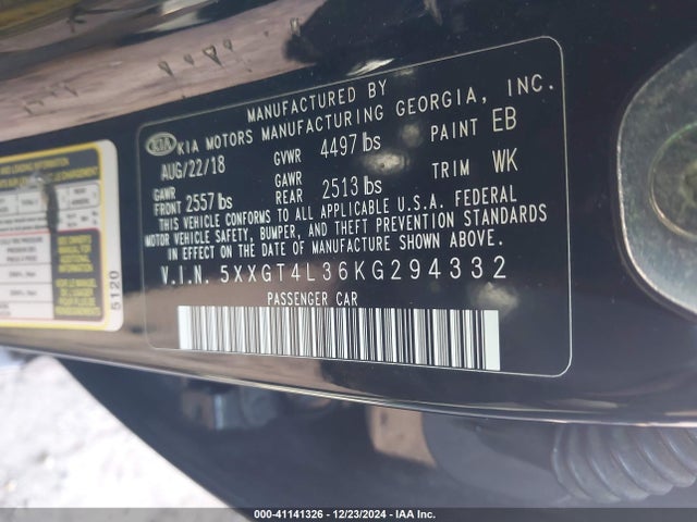 KIA Optima Lx 2019 5XXGT4L36KG294332 Image 9