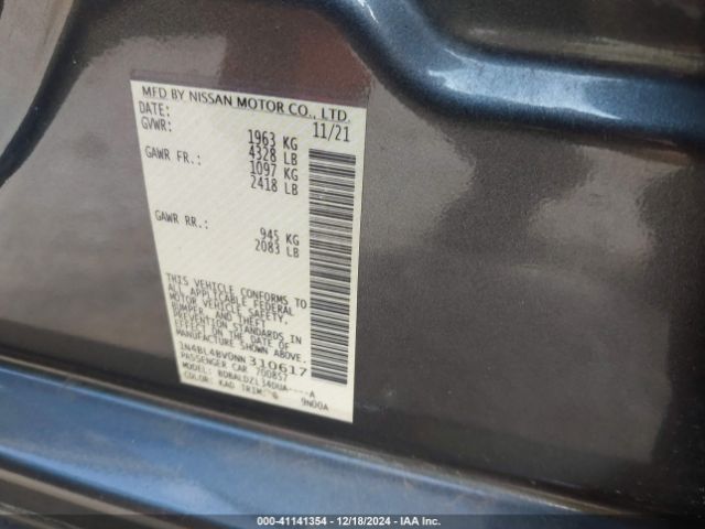 1N4BL4BV0NN310617 Nissan Altima 2.5 S