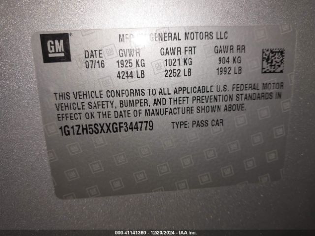 1G1ZH5SXXGF344779 Chevrolet Malibu Premier
