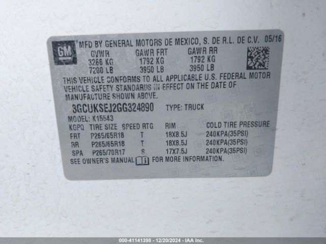3GCUKSEJ2GG324890 Chevrolet Silverado 1500 2lz