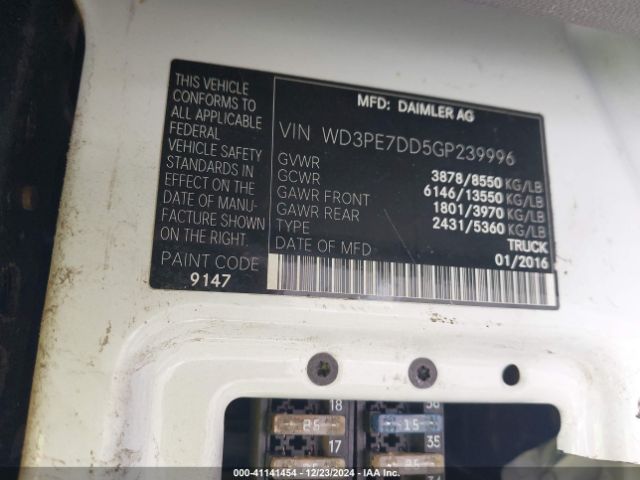 WD3PE7DD5GP239996 Mercedes-Benz Sprinter 2500 Normal Roof