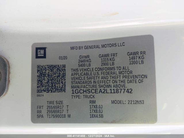 1GCHSCEA2L1187742 Chevrolet Colorado 2wd  Long Box Lt