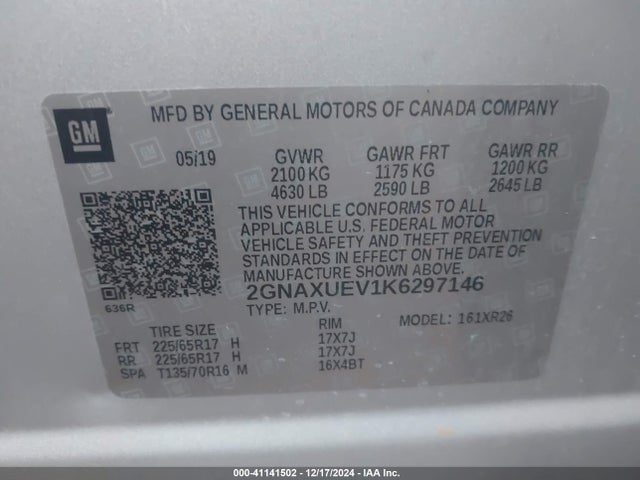 Chevrolet EQUINOX LT 2019 2GNAXUEV1K6297146 Image 9