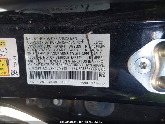 Honda Civic Sport 2022 2HGFE2F5XNH574233 Image 9