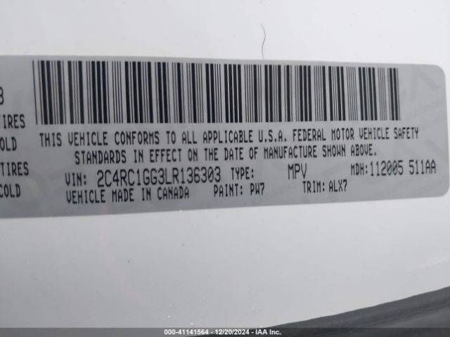 2C4RC1GG3LR136303 Chrysler Pacifica Limited