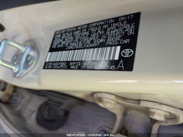 JTDKDTB35J1604497 Toyota Prius C Three